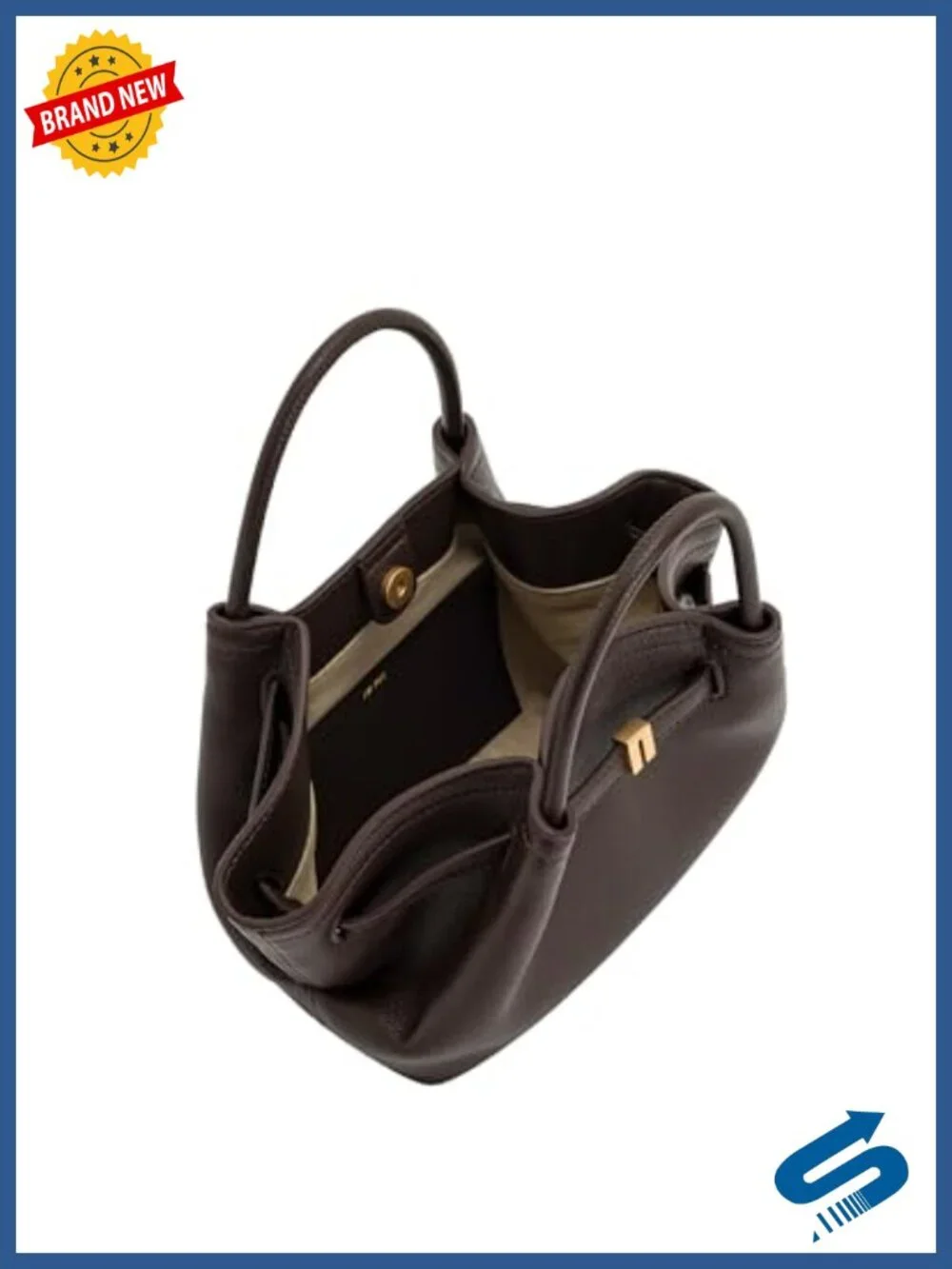 Vegan Leather Mini Tote Bag Gold Hardware Crossbody Handbag